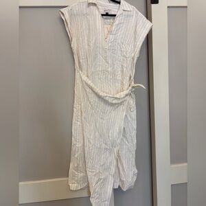 Cap sleep button detail collar wrap maxi Dress